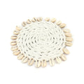 Dessous de verre rond en herbe marine et coquillages Ø12 cm