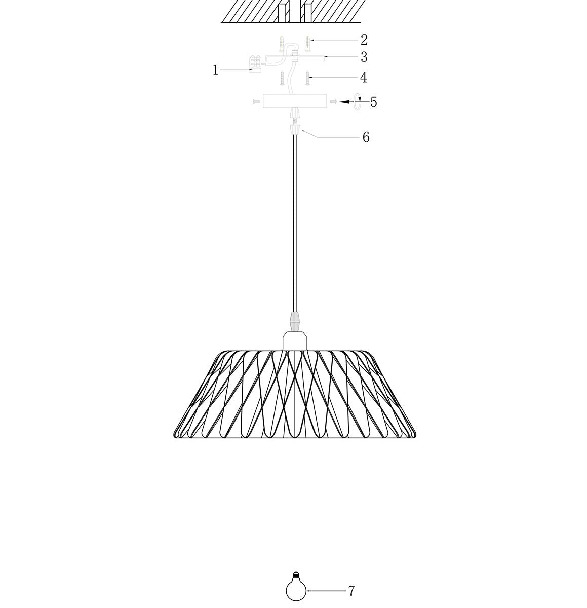 Suspension en bois ajouré motif zigzag noir et naturel – Ø46 cm