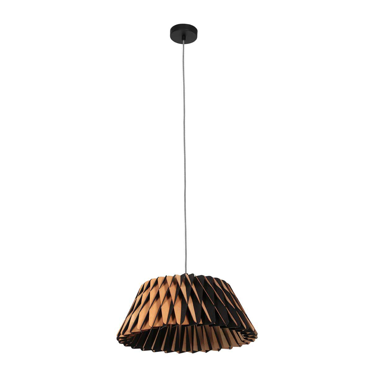 Suspension en bois ajouré motif zigzag noir et naturel – Ø46 cm