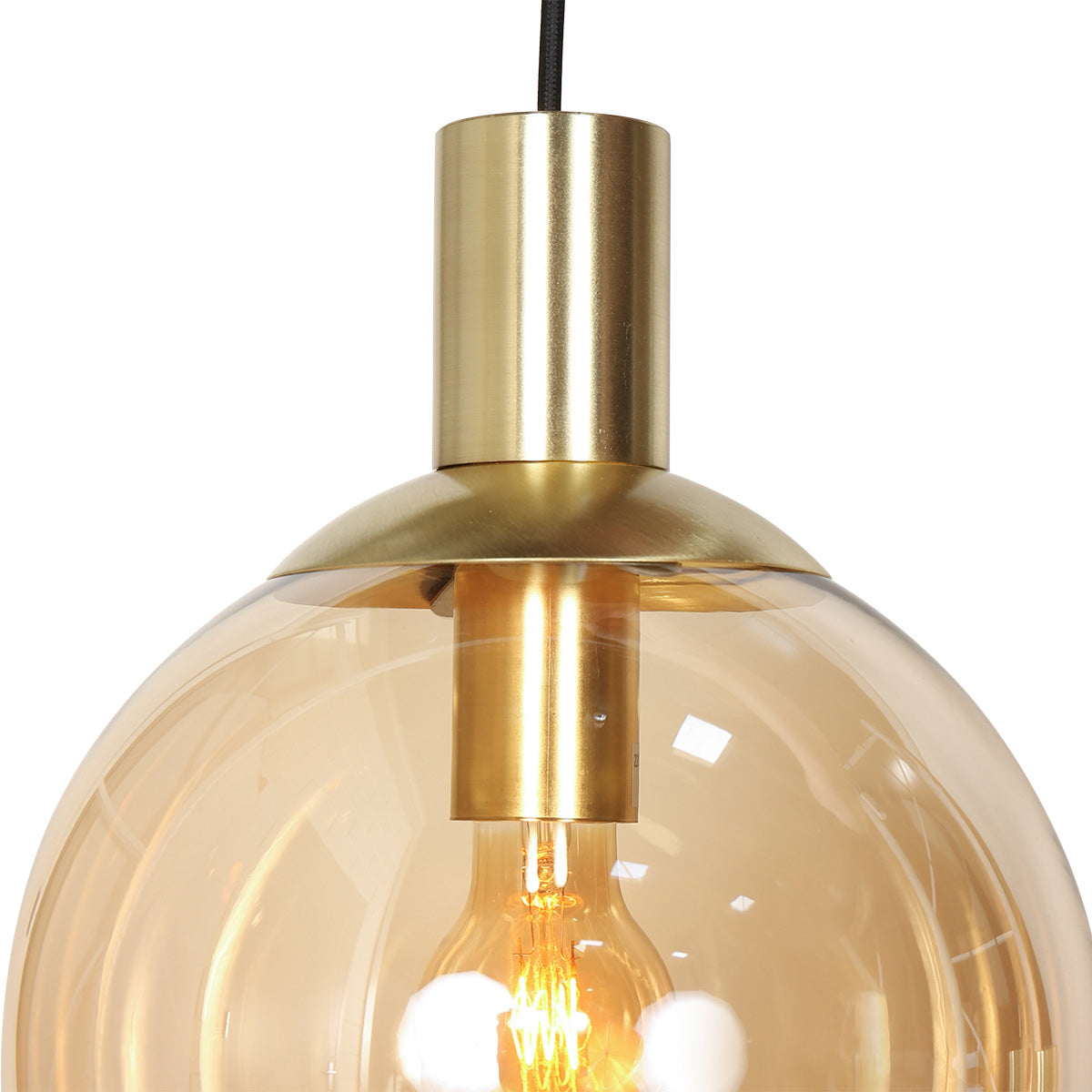 Suspension en verre ambré et laiton à globes multiples ajustables – Ø60 cm