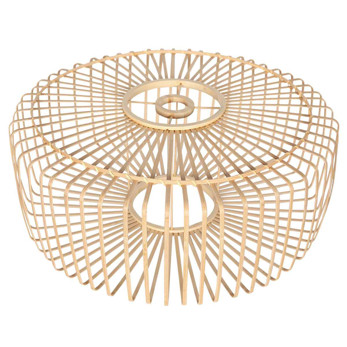 Suspension en bambou ajouré et métal noir pour salon – Ø60 cm