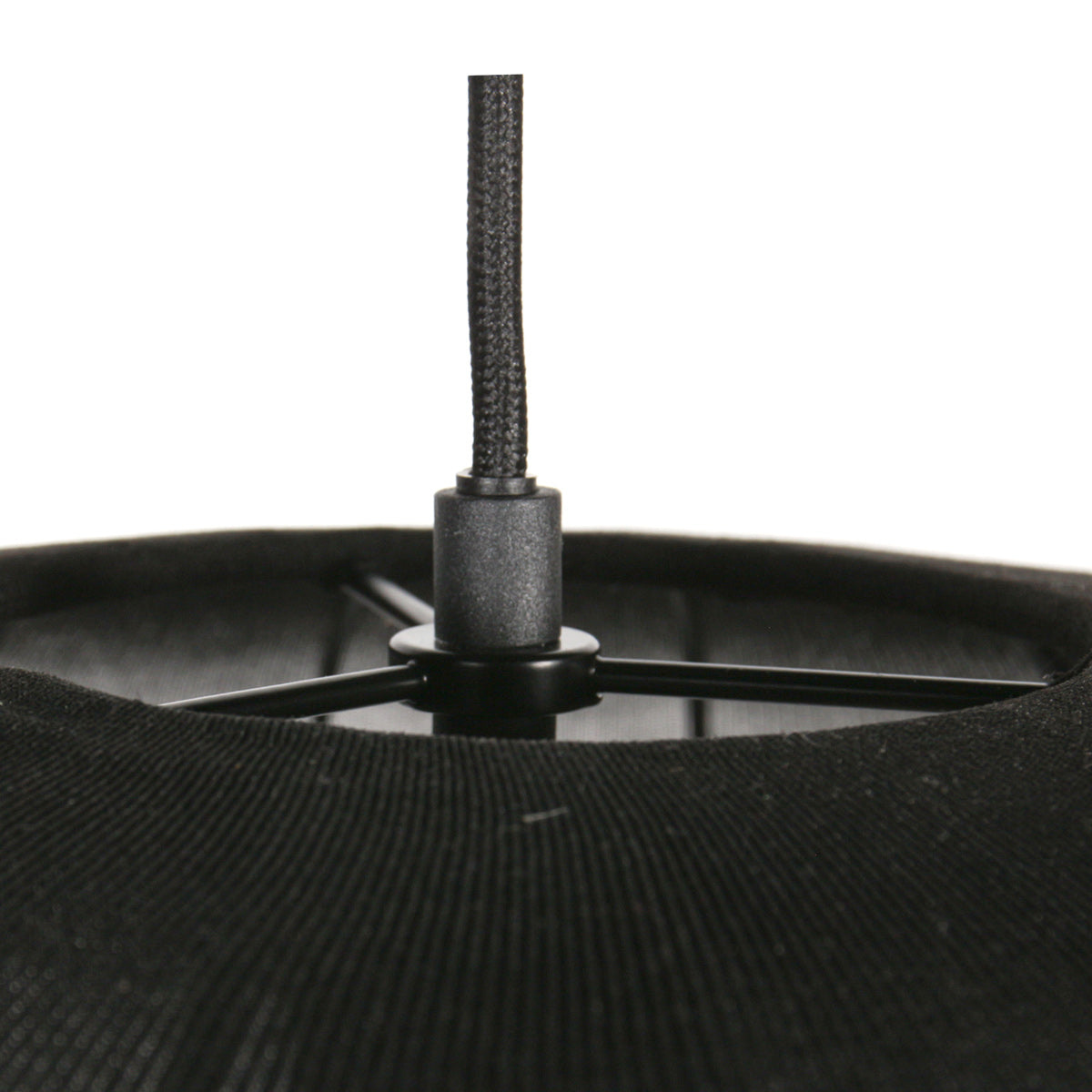 Suspension en lin noir avec ampoule visible – Ø55 cm