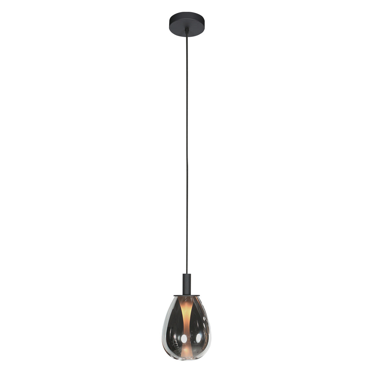 Suspension en verre fumé noir forme goutte pour salle à manger – Ø14,5 cm