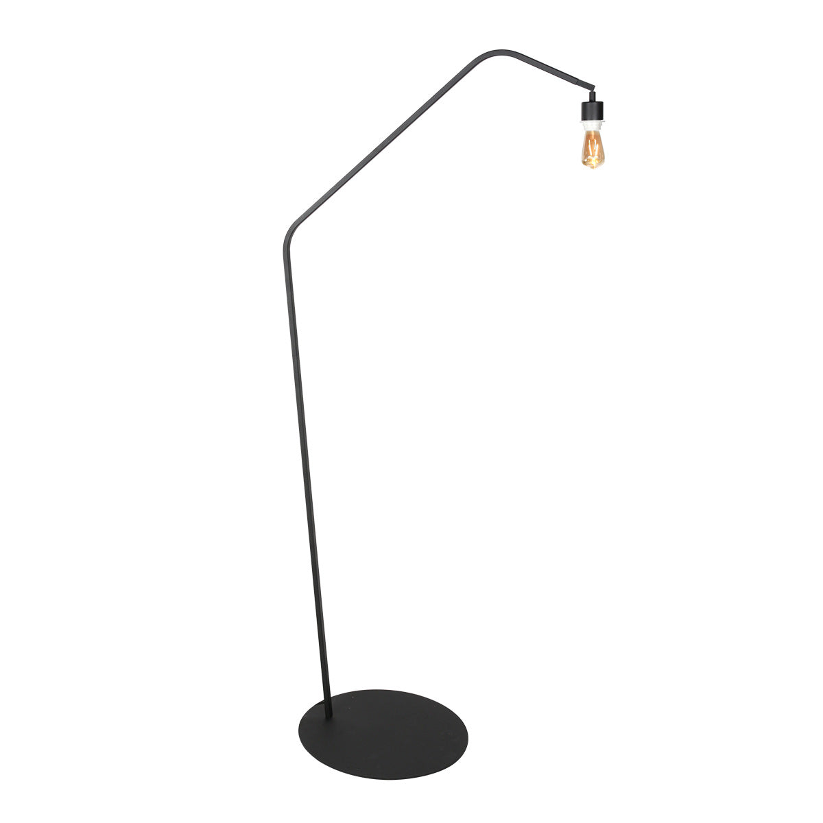 Lampadaire en métal noir avec abat-jour naturel tressé – H173 cm