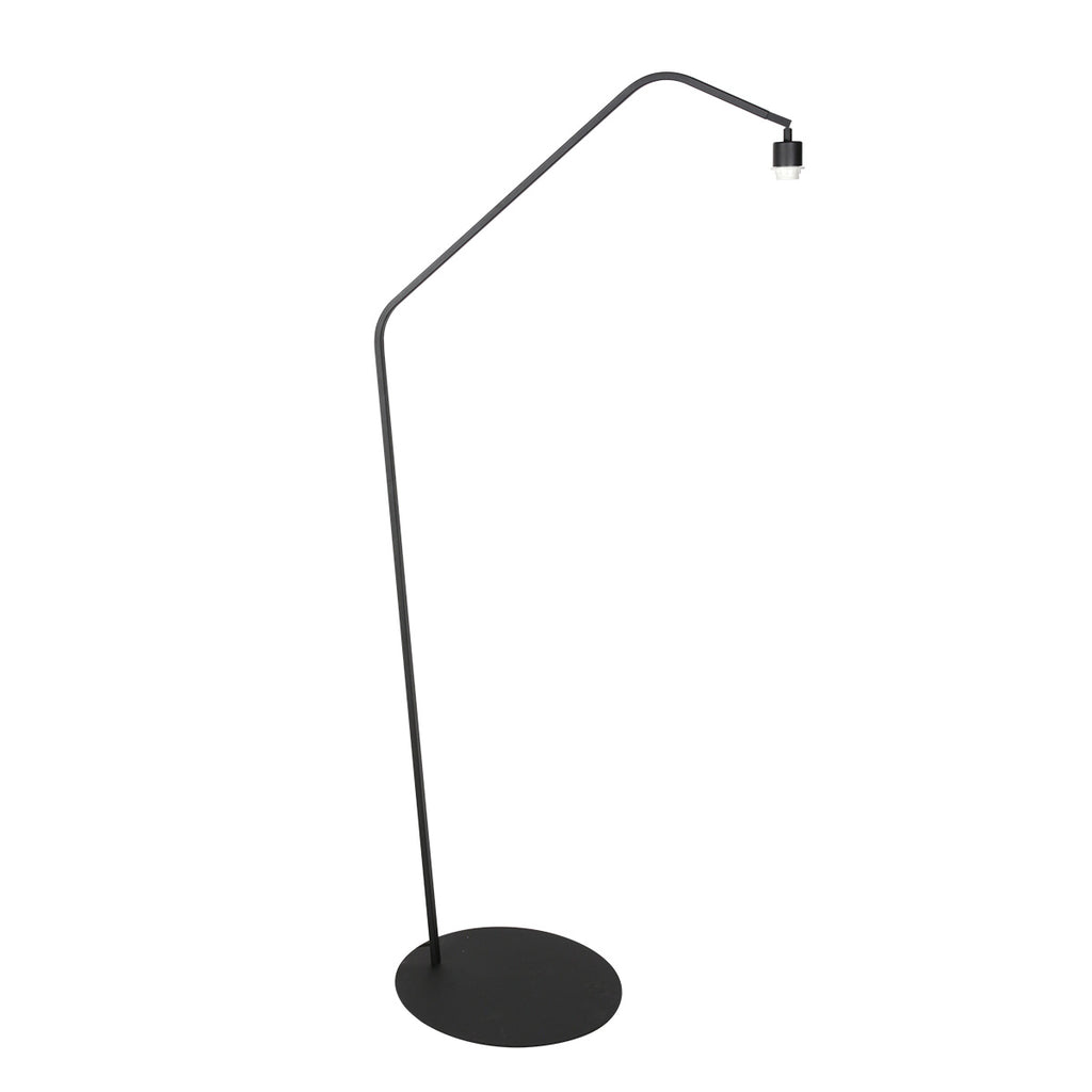 Lampadaire en métal noir bras déporté abat-jour écru – H173 cm
