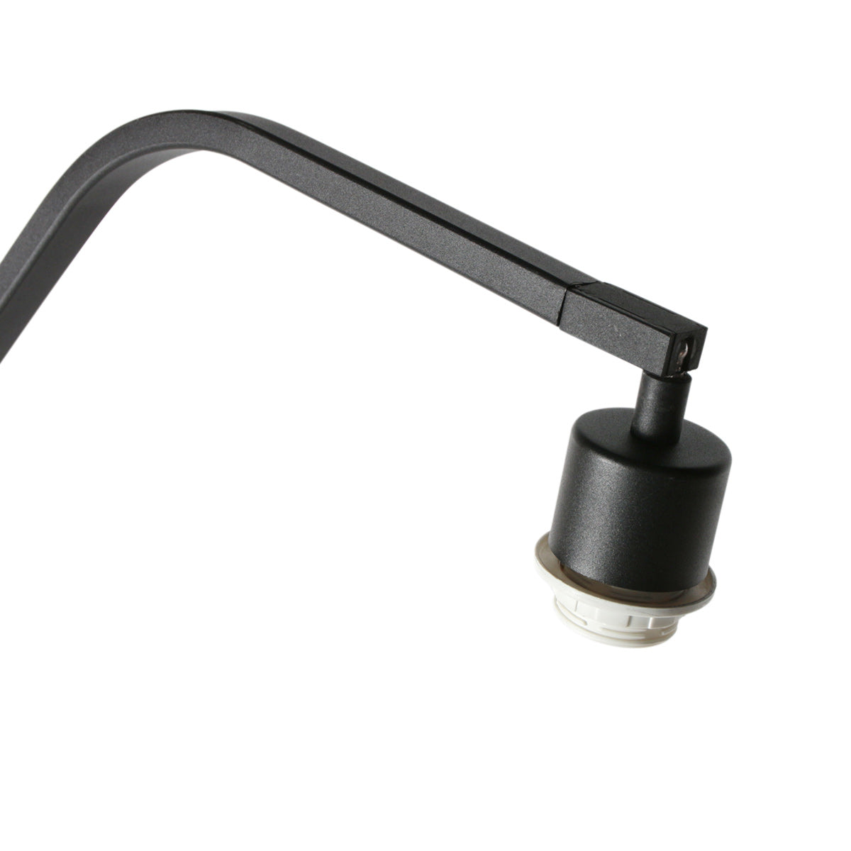 Lampadaire en métal noir bras déporté abat-jour écru – H173 cm