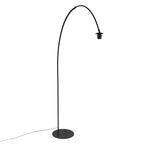 Lampadaire arqué en métal noir abat-jour lin beige cylindrique – H193 cm