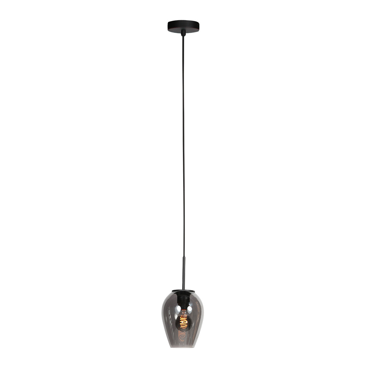Suspension verre fumé goutte noire pour cuisine ou salle à manger – Ø15 cm
