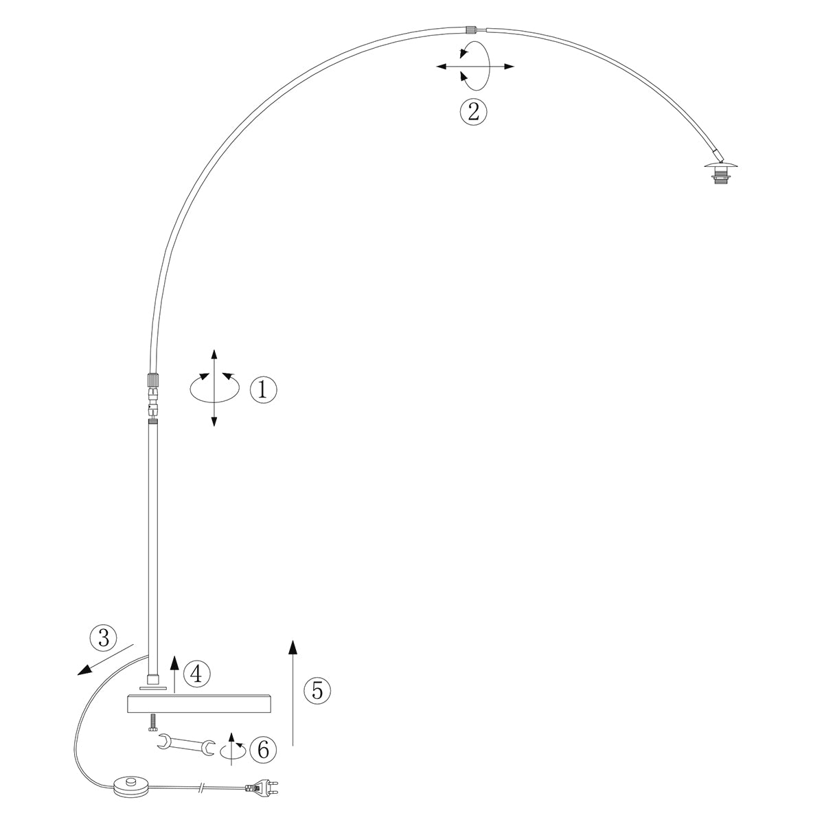 Lampadaire arc en métal crème abat-jour rotin tressé – H240 cm
