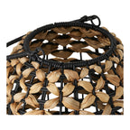 Lanterne en fibres tressées naturel et noir avec verre intérieur – H28 cm