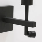 Applique murale métal noir abat-jour lin blanc avec liseuse intégrée