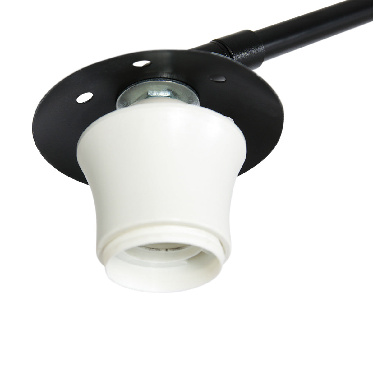Lampadaire arqué en métal noir abat-jour dôme verre fumé – H230 cm