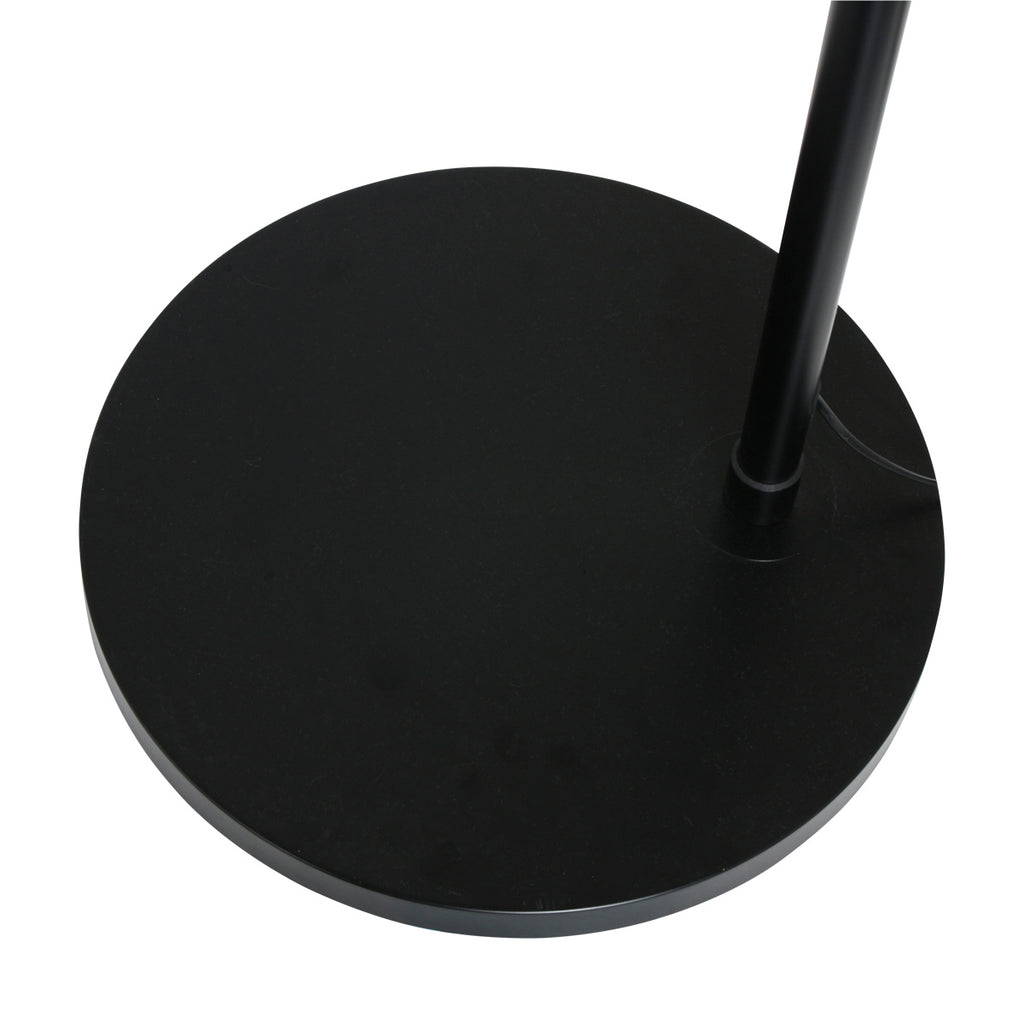 Lampadaire arqué en métal noir abat-jour dôme verre fumé – H230 cm