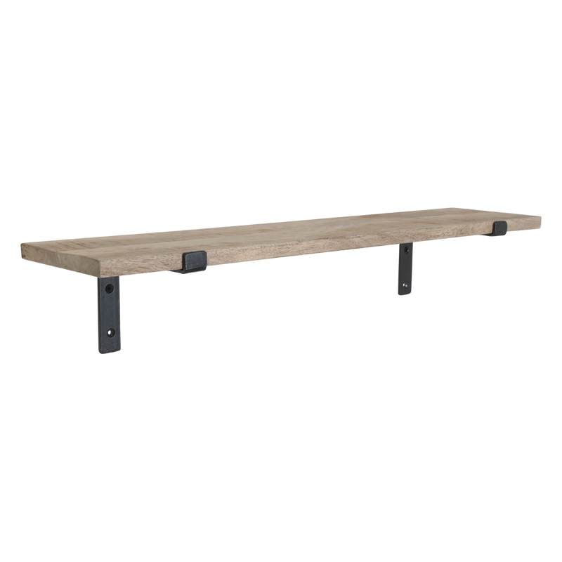 Étagère murale en bois de manguier et métal noir – 80x18 cm