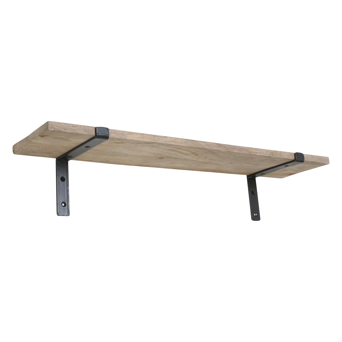 Étagère murale en bois de manguier et métal noir – 80x18 cm