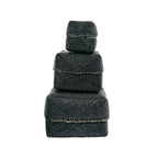 Boîte décorative perlée en bambou noir motif chevrons avec couvercle