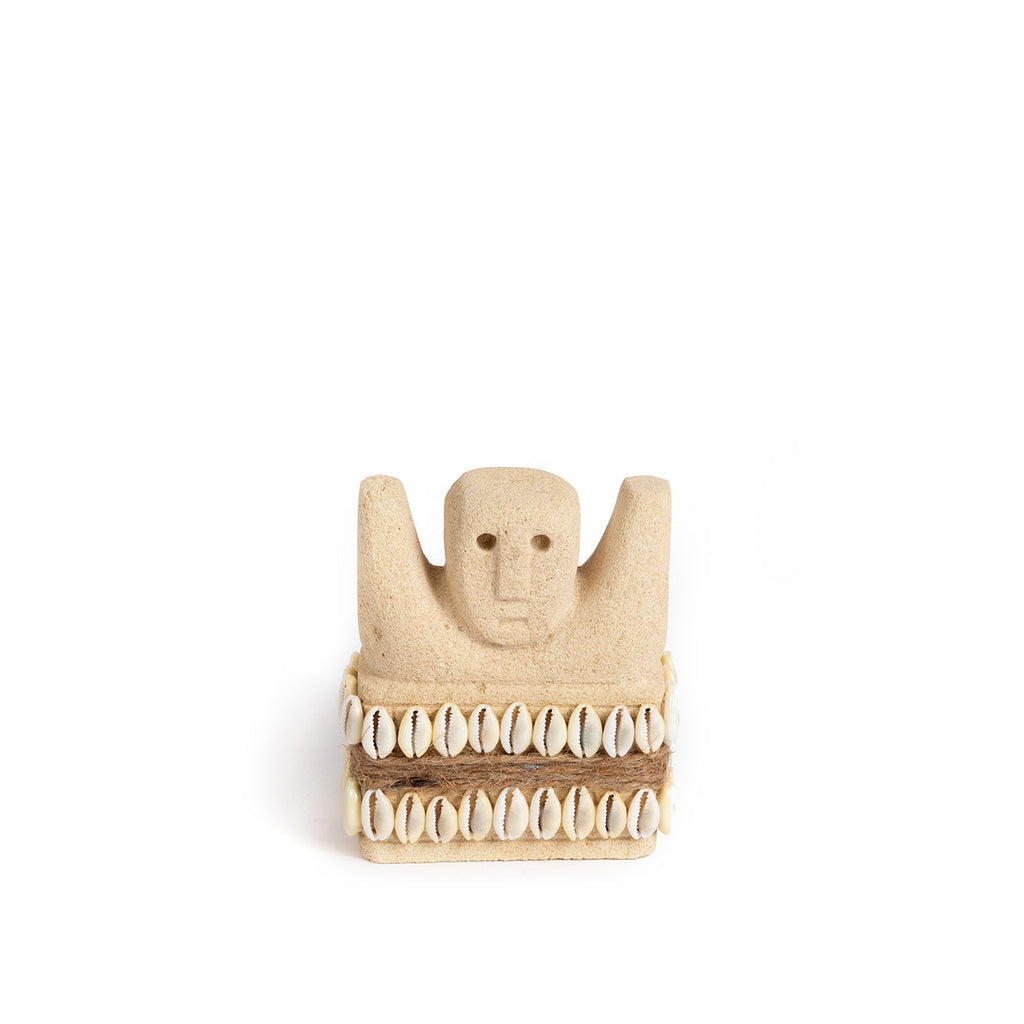 Statue pierre de Sumba visage en grès naturel - 10 cm