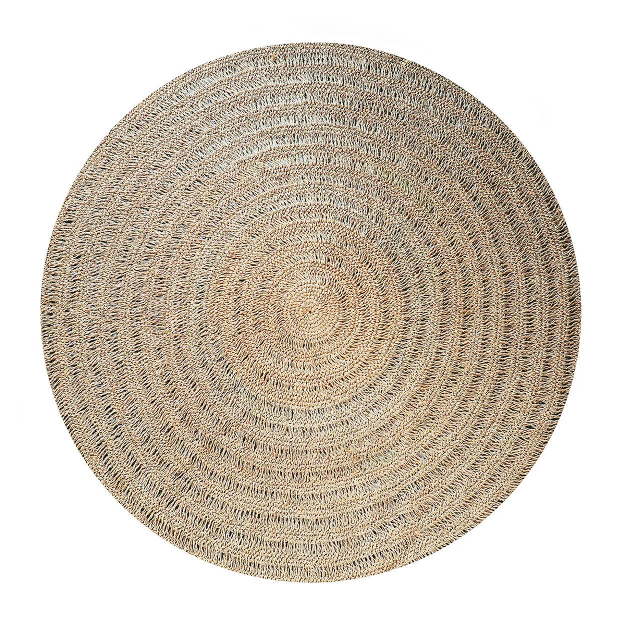 Tapis rond en herbiers marins naturel 150 cm bohème