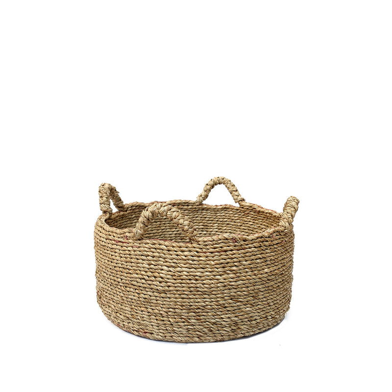 Panier rond en herbe marine naturel avec poignées torsadées – Ø45 cm