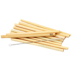 Pailles réutilisables en bambou naturel avec brosse de nettoyage – Lot de 10