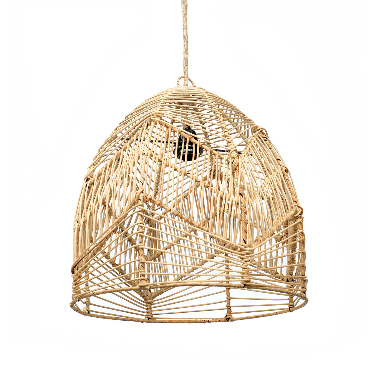 Suspension dôme en rotin tressé naturel – Ø40 cm