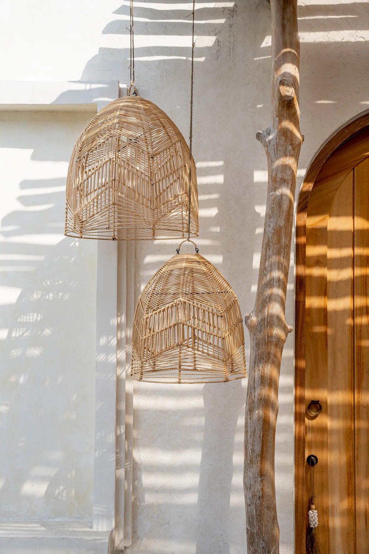 Suspension dôme en rotin tressé naturel – Ø40 cm