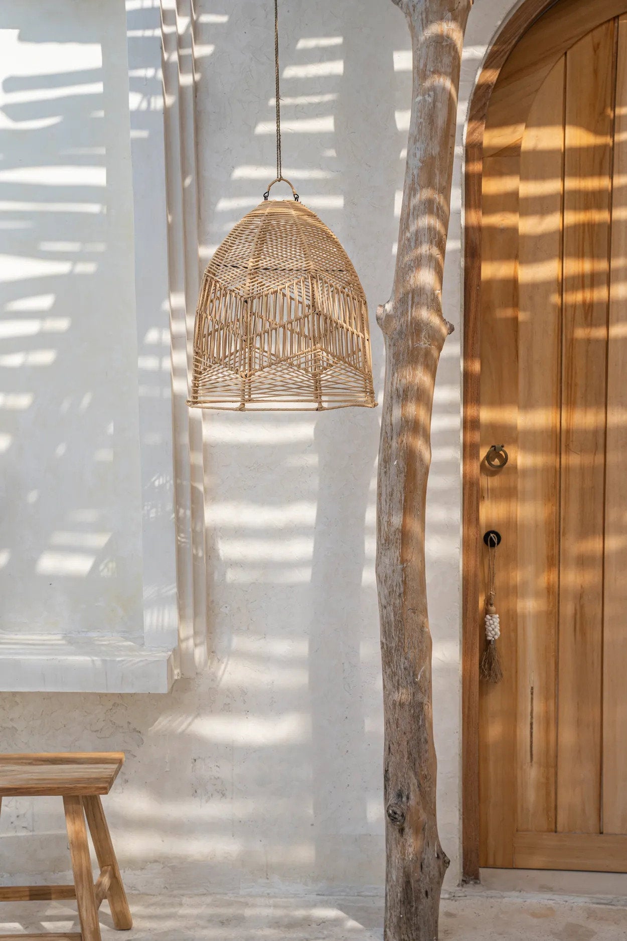 Suspension dôme en rotin tressé naturel – Ø40 cm