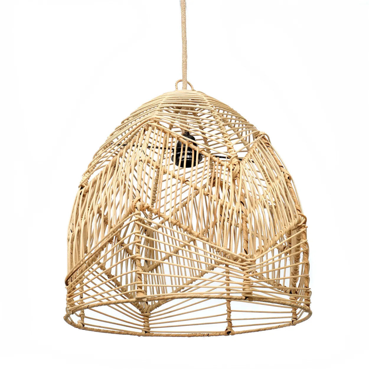 Suspension dôme en rotin tressé naturel – Ø40 cm