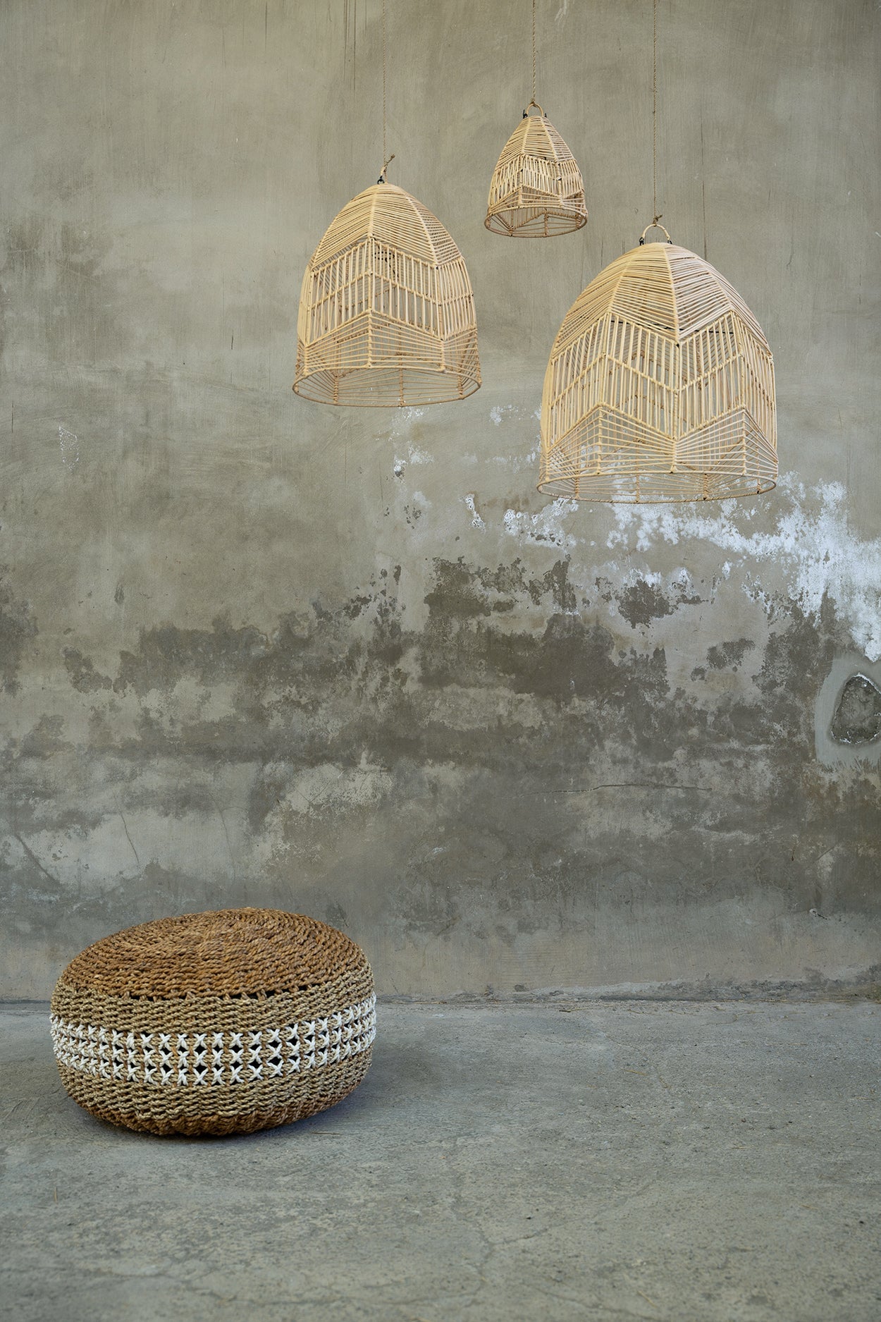Suspension dôme en rotin tressé naturel – Ø40 cm
