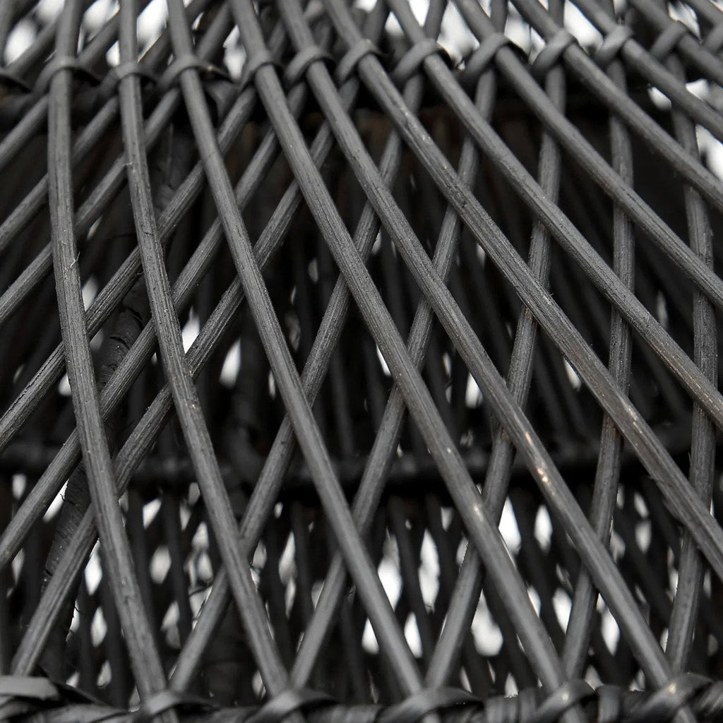 Suspension en rotin noir 60 cm forme nuage artisanale
