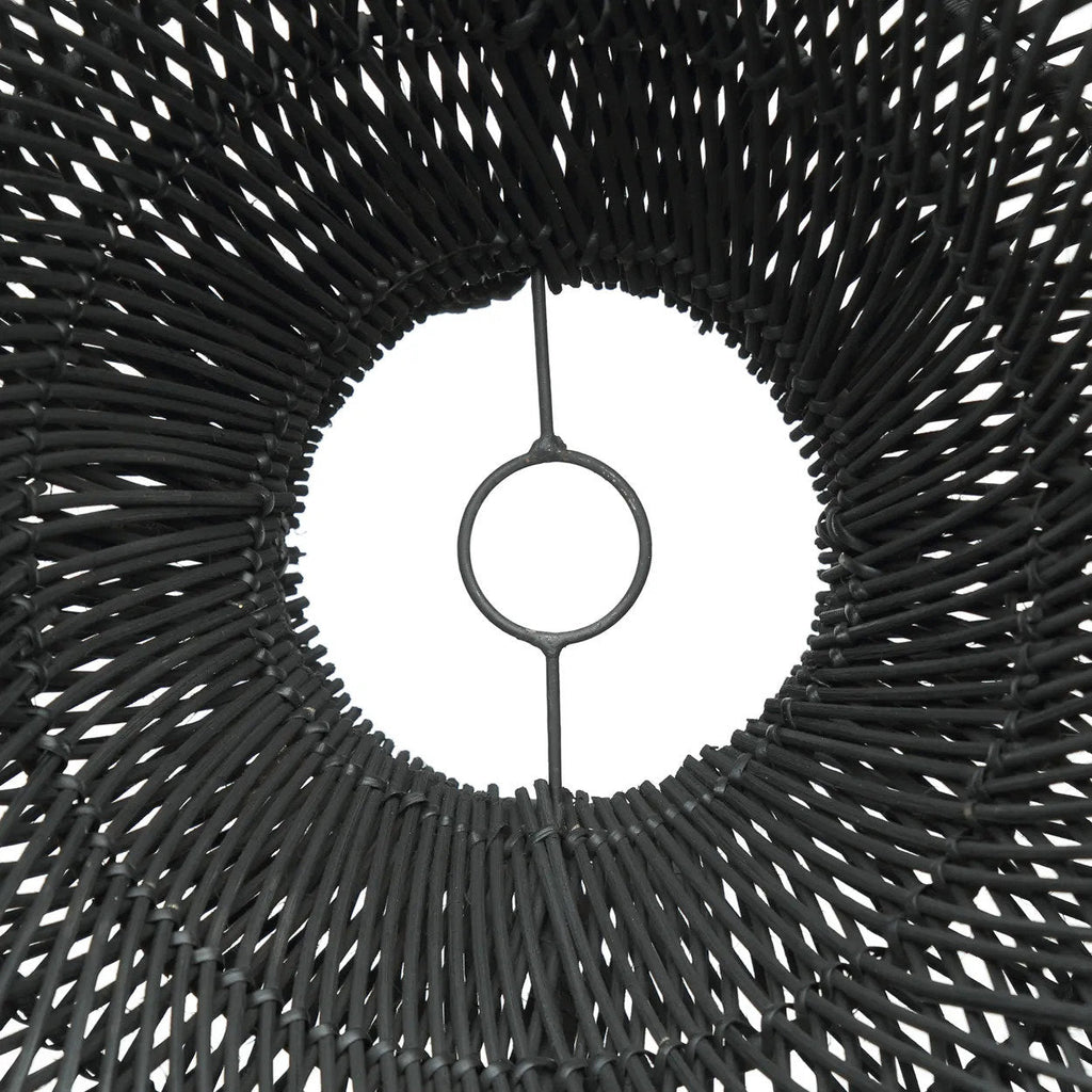 Suspension en rotin noir 60 cm forme nuage artisanale