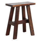 Banc en bois recyclé brun foncé pieds évasés look vintage – 45x20 cm