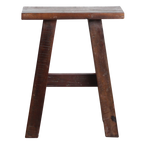 Banc en bois recyclé brun foncé pieds évasés look vintage – 45x20 cm