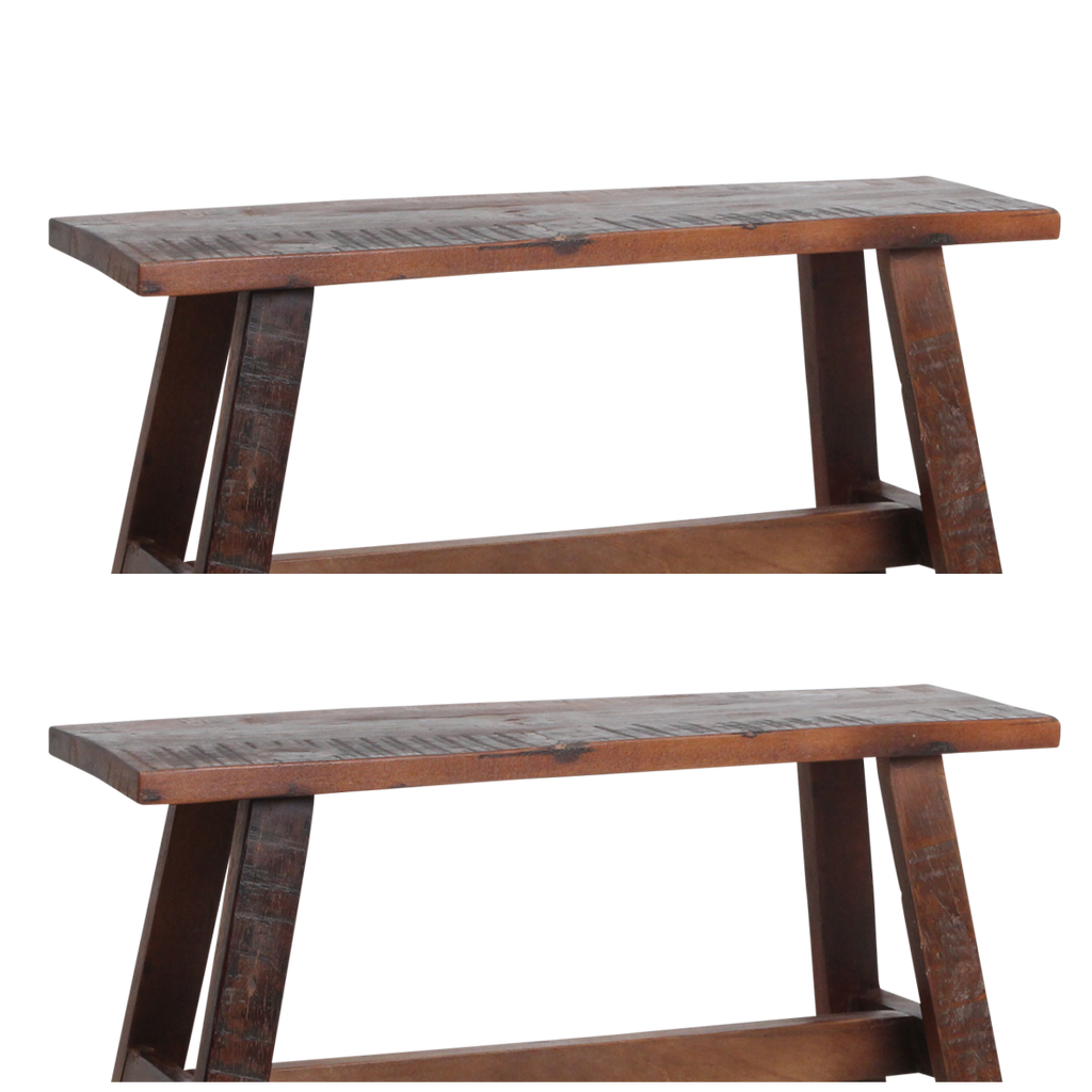 Banc en bois recyclé brun au look industriel rustique – 85x20 cm