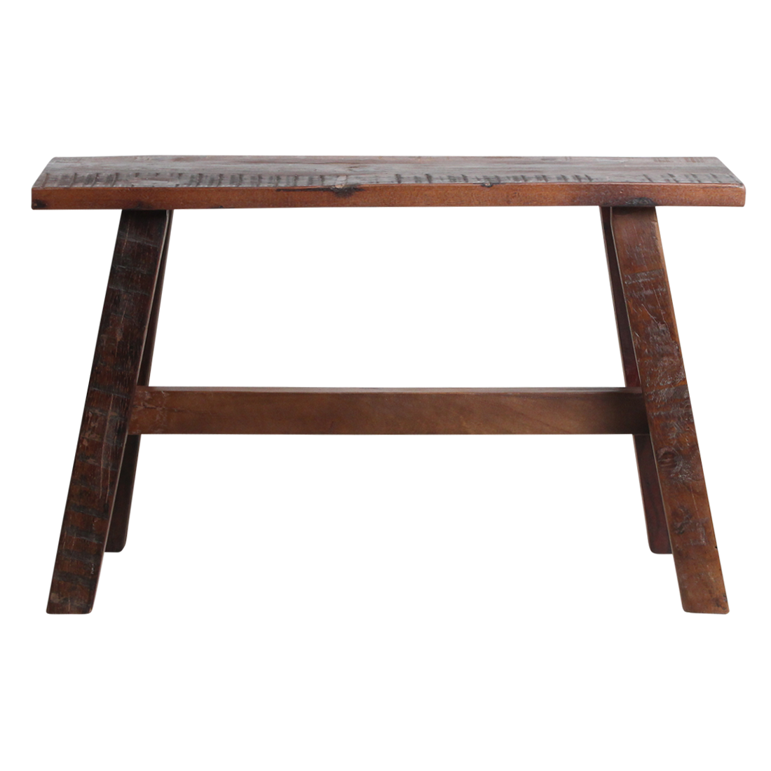 Banc en bois recyclé brun au look industriel rustique – 85x20 cm