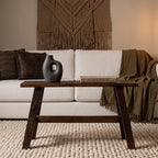 Banc en bois recyclé brun au look industriel rustique – 85x20 cm