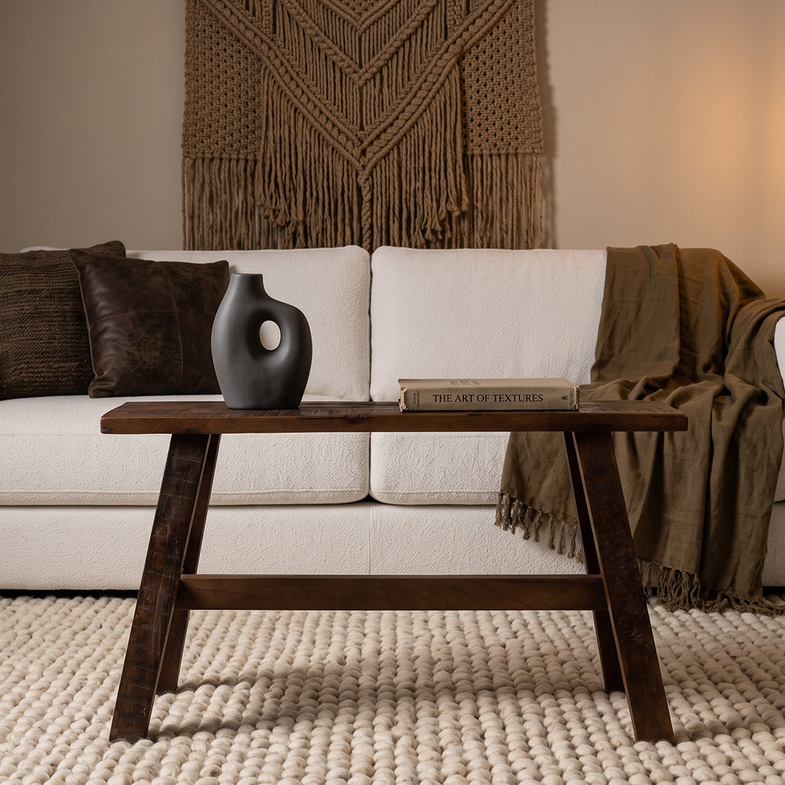 Banc en bois recyclé brun au look industriel rustique – 85x20 cm