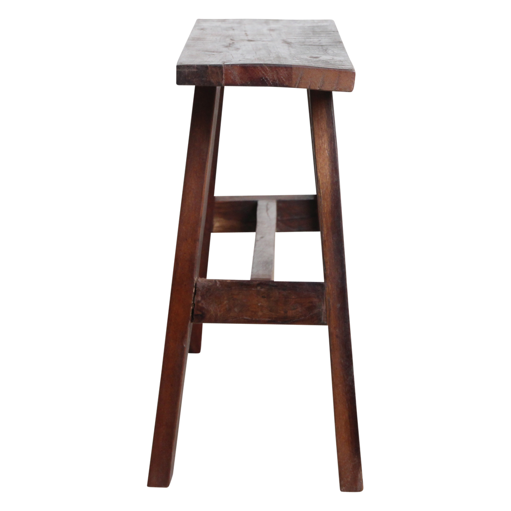 Banc en bois recyclé brun au look industriel rustique – 85x20 cm