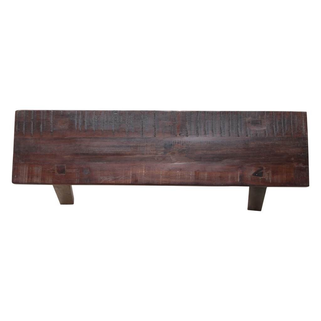 Banc en bois recyclé brun au look industriel rustique – 85x20 cm