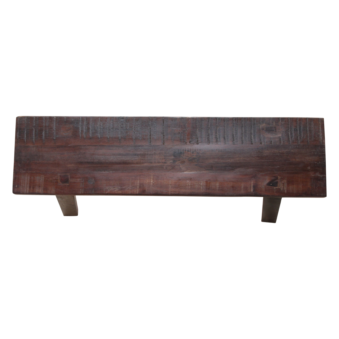 Banc en bois recyclé brun au look industriel rustique – 85x20 cm