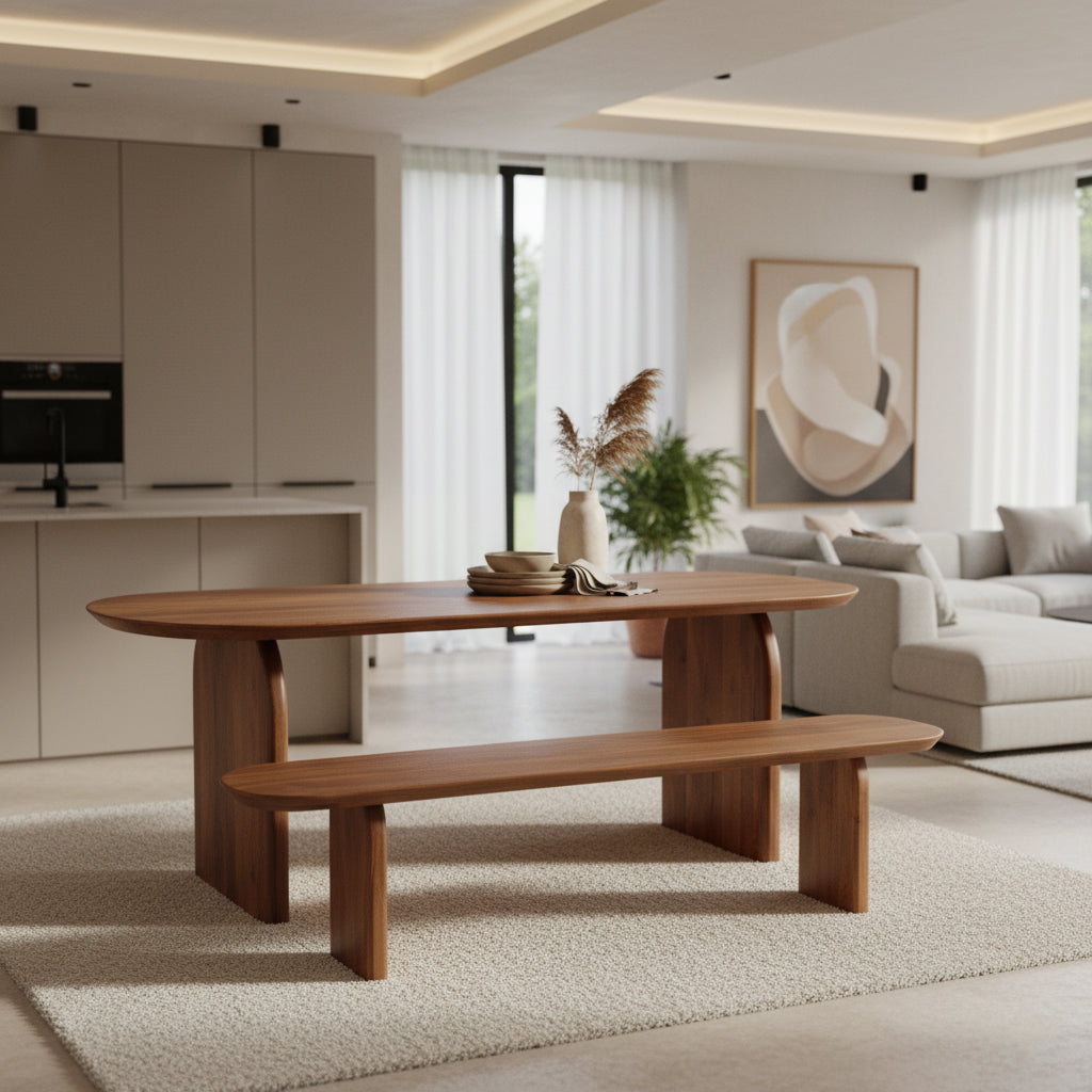 Banc en bois de manguier brun pour salle à manger – 180x35 cm