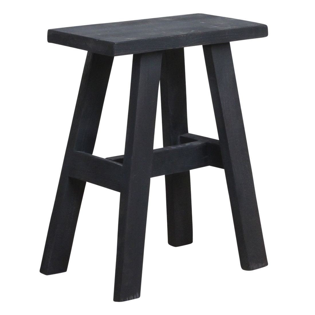 Banc en bois recyclé noir silhouette A pour entrée ou salon – 45x20 cm