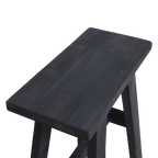Banc en bois recyclé noir silhouette A pour entrée ou salon – 45x20 cm