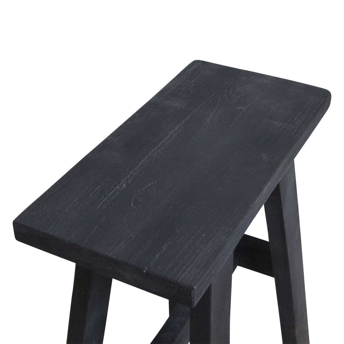 Banc en bois recyclé noir silhouette A pour entrée ou salon – 45x20 cm