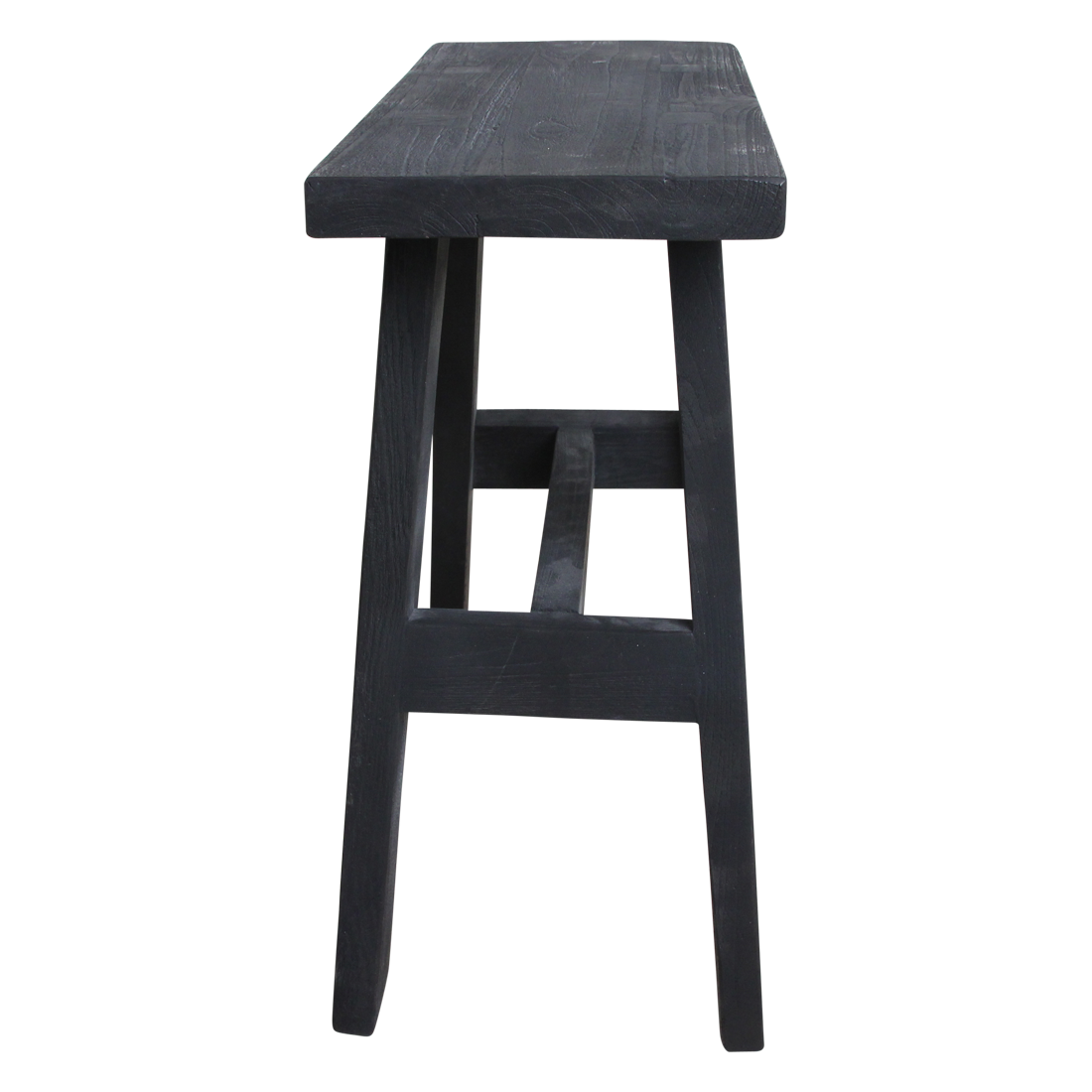 Banc en bois recyclé noir silhouette A pour entrée ou salon – 45x20 cm