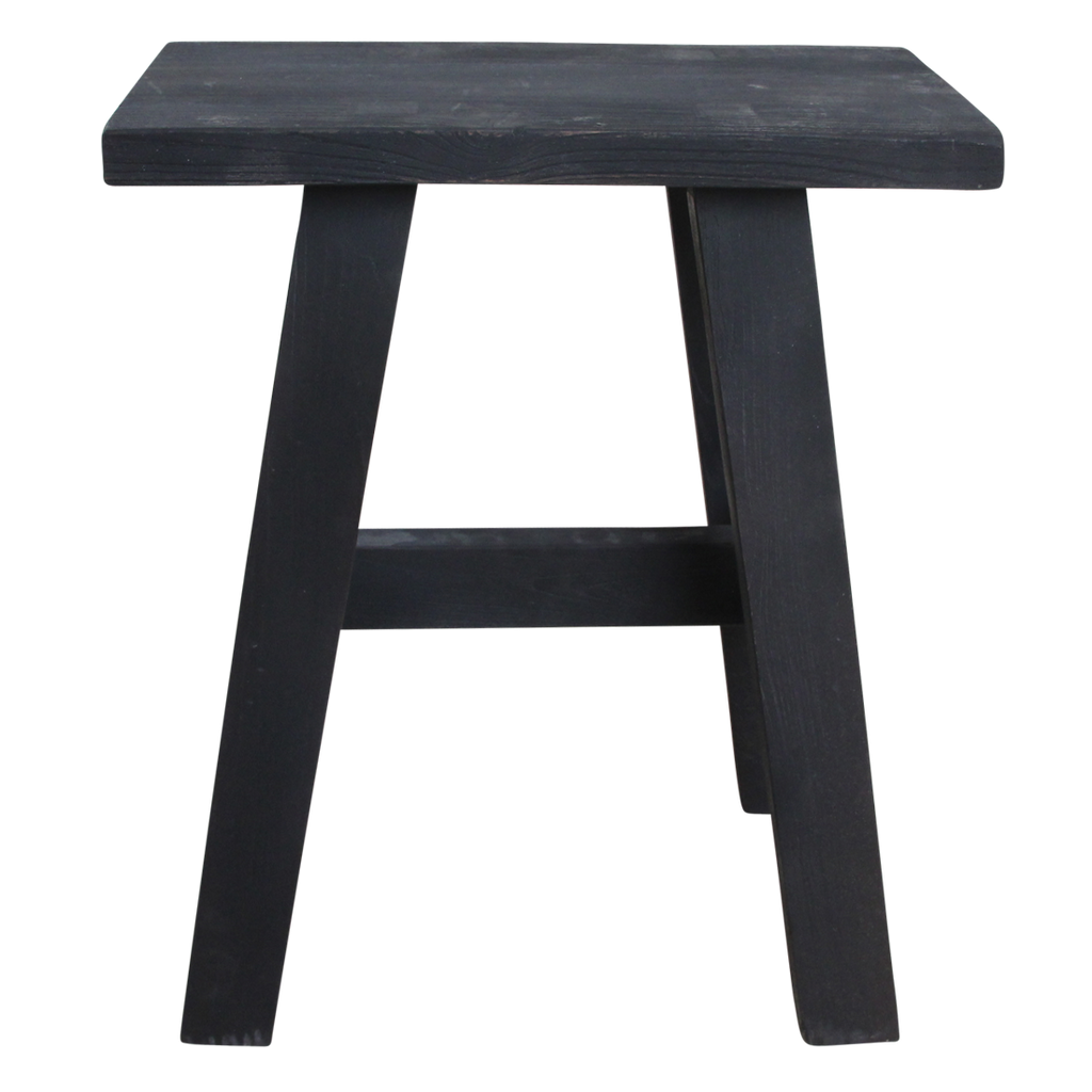 Banc en bois recyclé noir silhouette A pour entrée ou salon – 45x20 cm