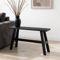 Banc en bois noir recyclé avec pieds en A pour entrée ou salon – 85x20 cm