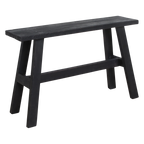 Banc en bois noir recyclé avec pieds en A pour entrée ou salon – 85x20 cm