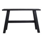 Banc en bois noir recyclé avec pieds en A pour entrée ou salon – 85x20 cm