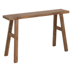 Banc en teck recyclé naturel pieds tréteaux – 80x17 cm